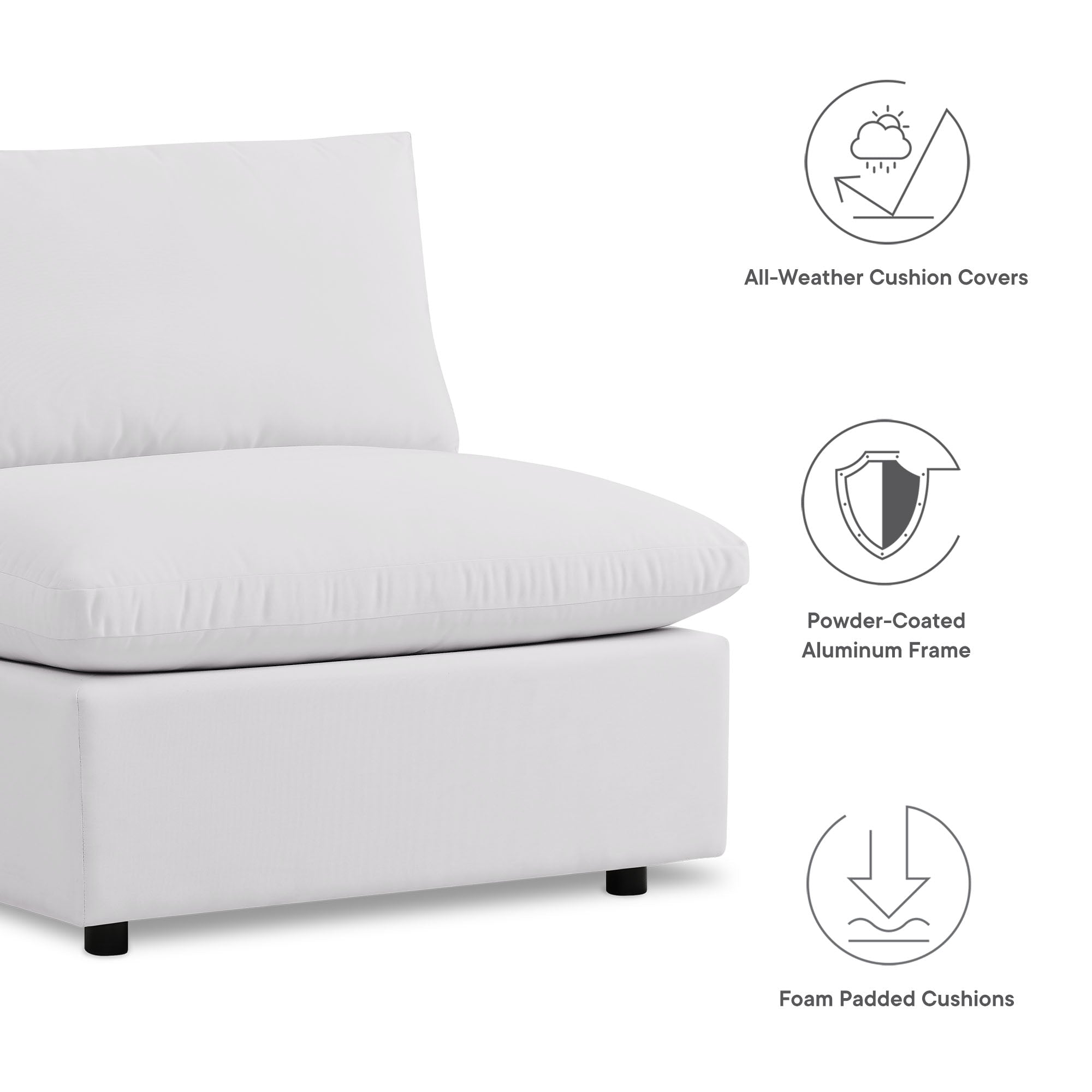 Patio Elegance Outdoor Sectional Sofa Set by Modway – Stylish 5-Piece Furniture for Patios - The Vitality Estate