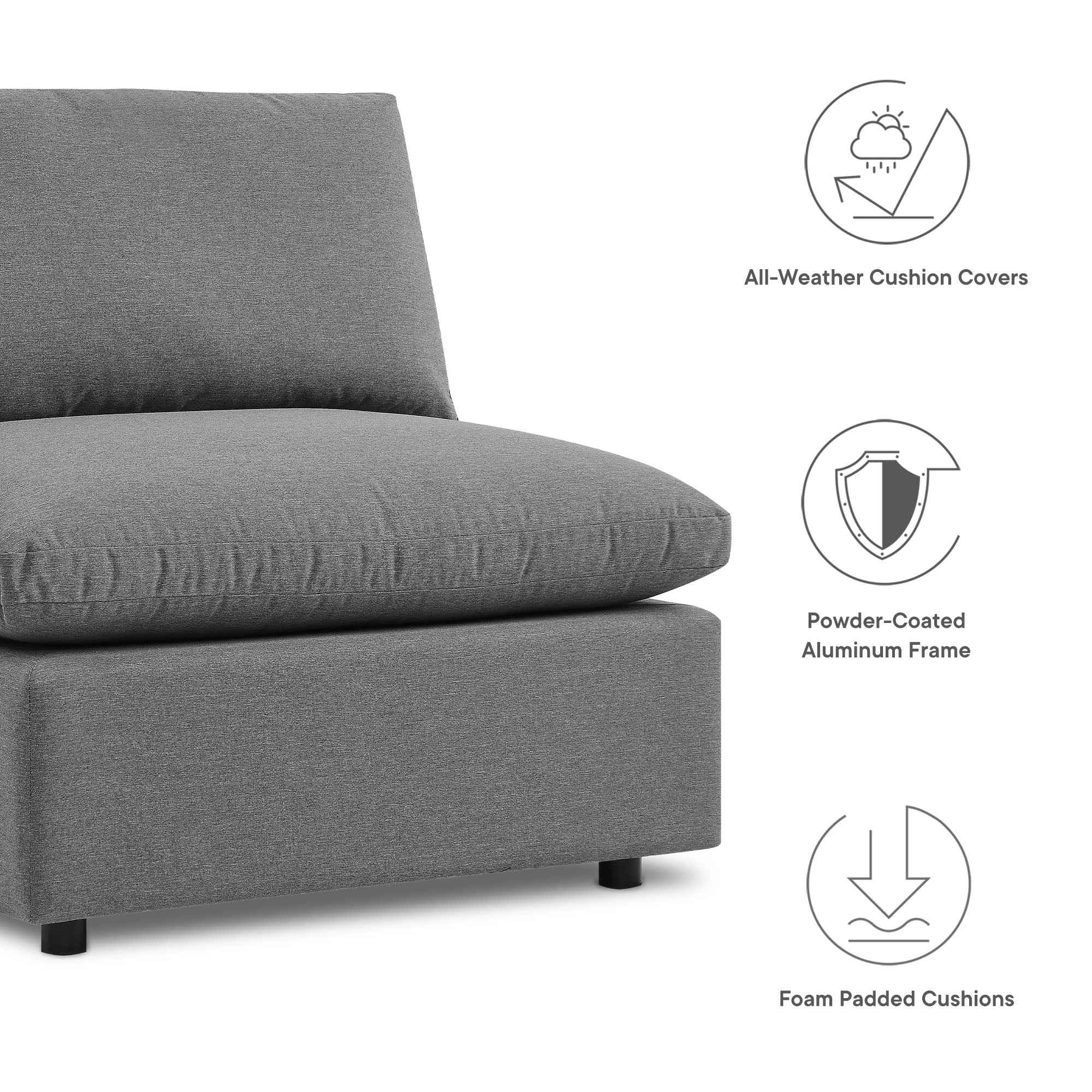 Patio Elegance Outdoor Sectional Sofa Set by Modway – Stylish 5-Piece Furniture for Patios - The Vitality Estate