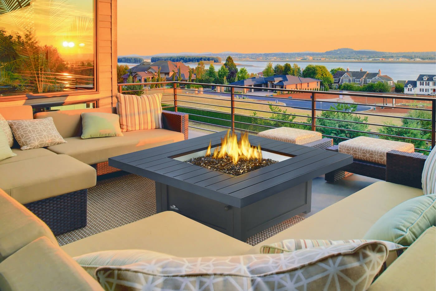 Patio Elegance St. Tropez Fire Table – Square Patioflame Table - The Vitality Estate
