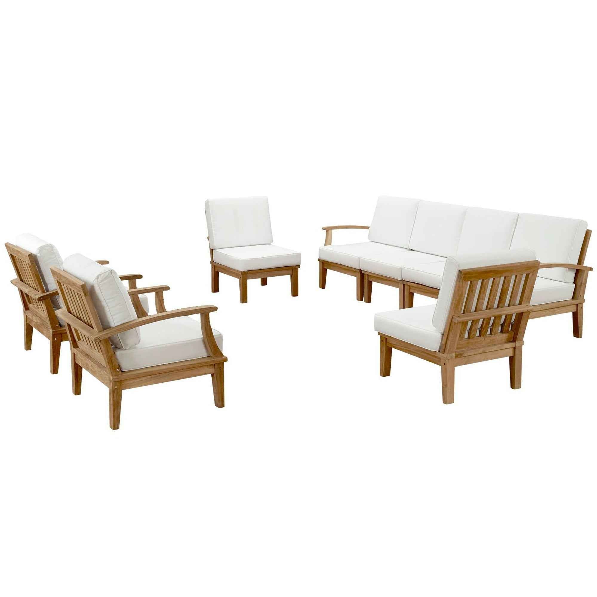 Patio Teak Sectional Set - Patio Elegance Marina 8-Piece Outdoor Teak Sectional Set by Modway - The Vitality Estate