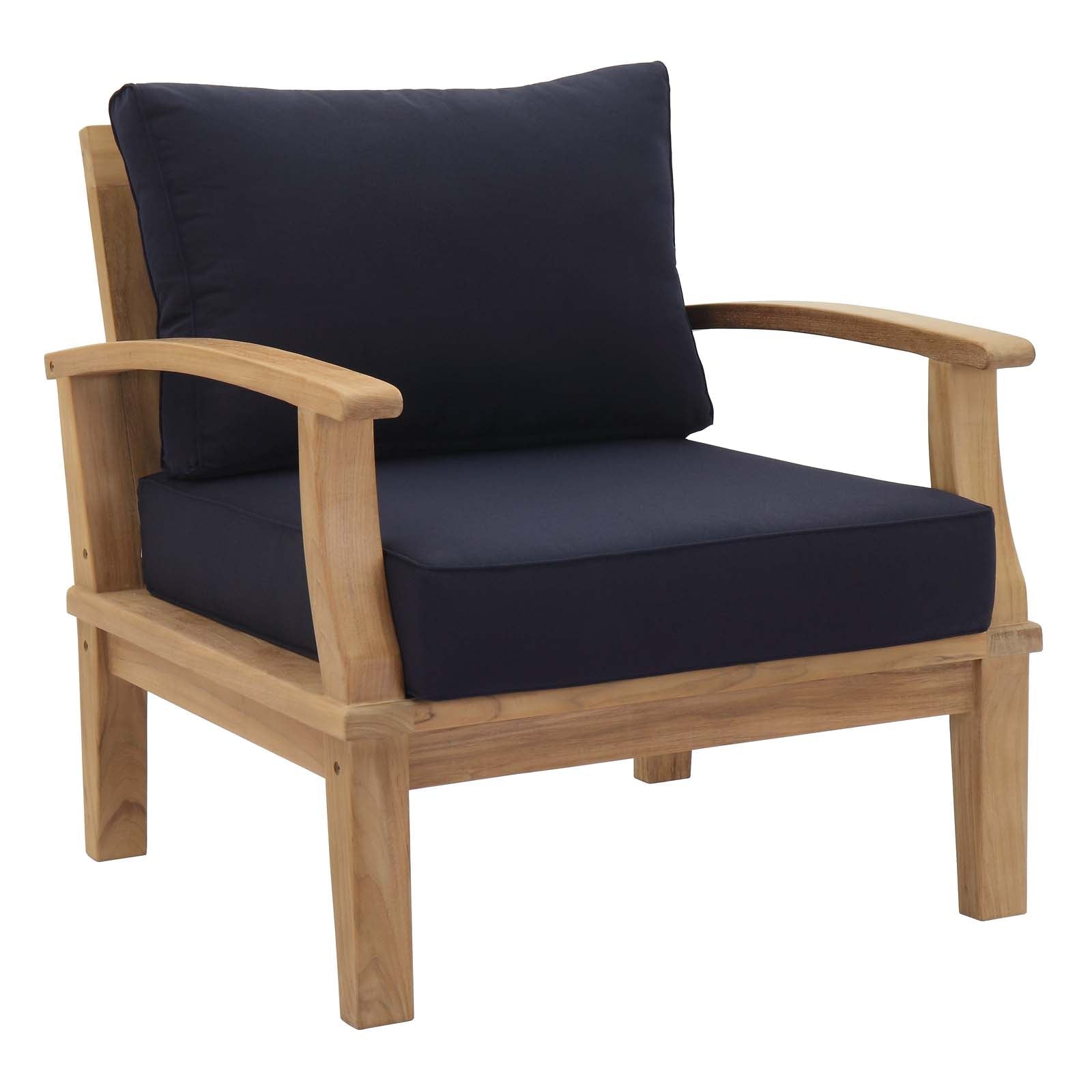 Patio Teak Set - Patio Elegance Marina 10-Piece Outdoor Set with Navy Cushions - The Vitality Estate