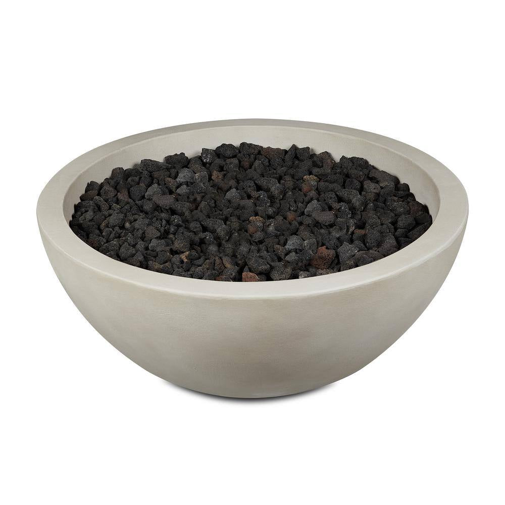 Pompton 42 In. round Concrete Composite Propane Fire Pit in Fog with Vinyl Cover - The Vitality Estate