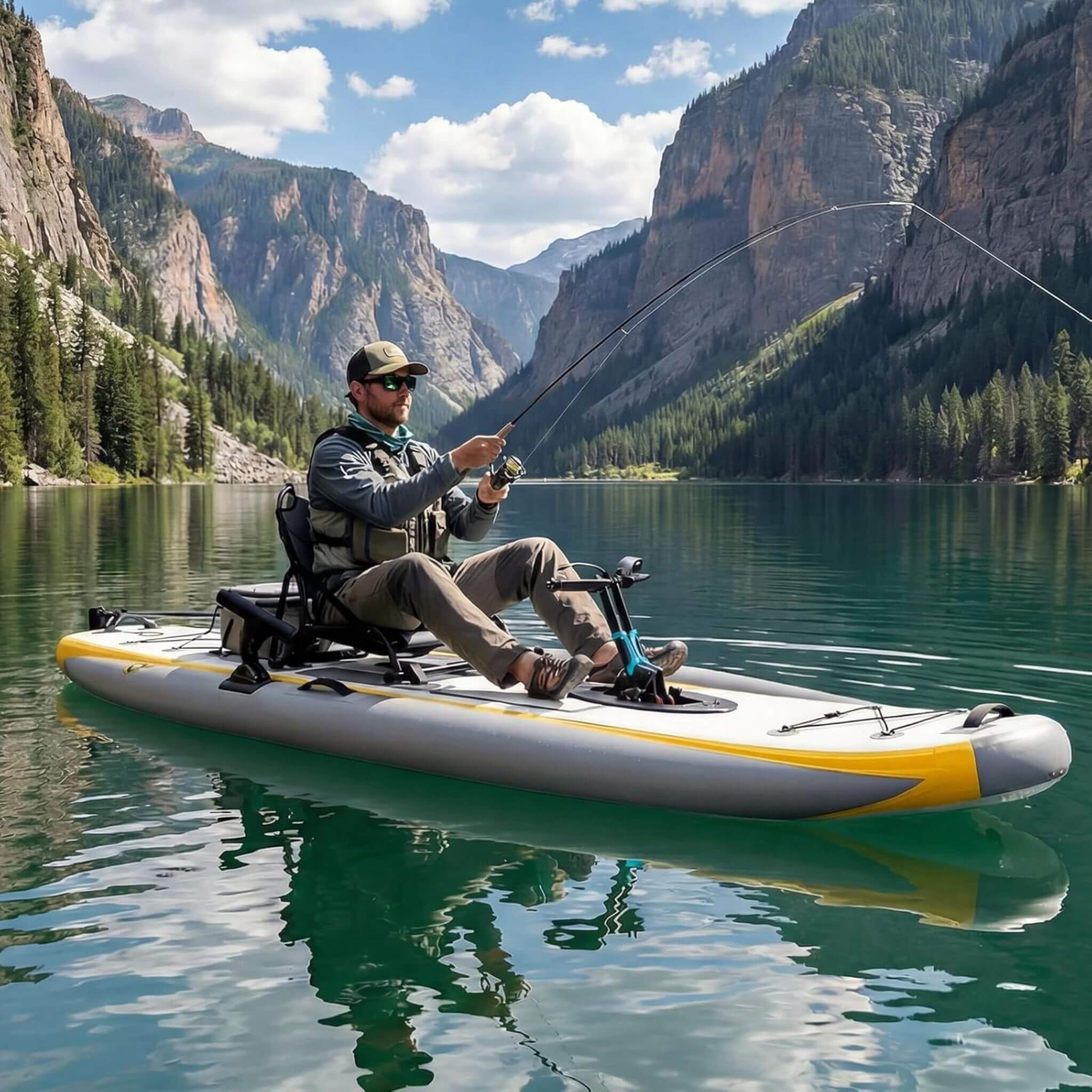 Portable 12FT Lightweight Inflatable PVC Fishing Kayak With Pedal System (SAK64328) - The Vitality Estate