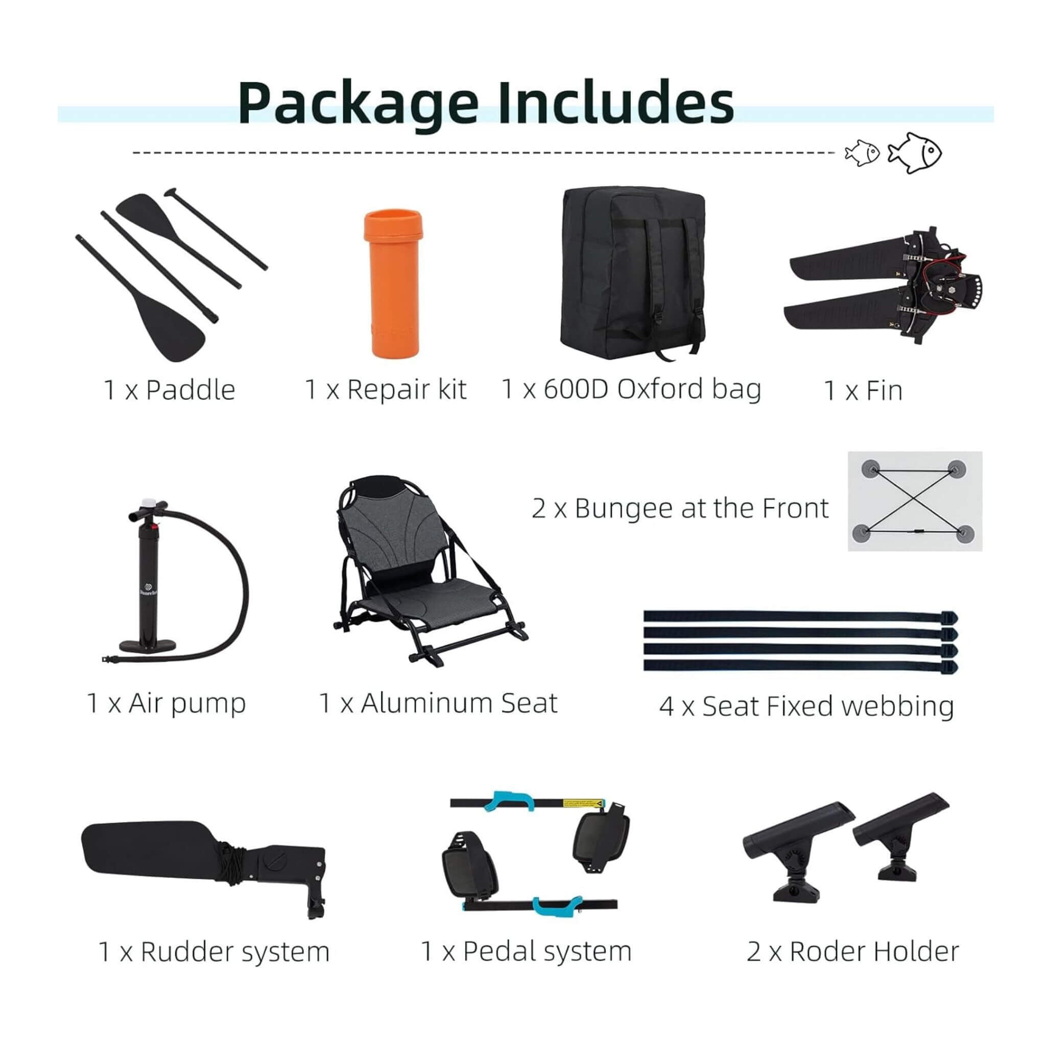 Portable 12FT Lightweight Inflatable PVC Fishing Kayak With Pedal System (SAK64328) - The Vitality Estate