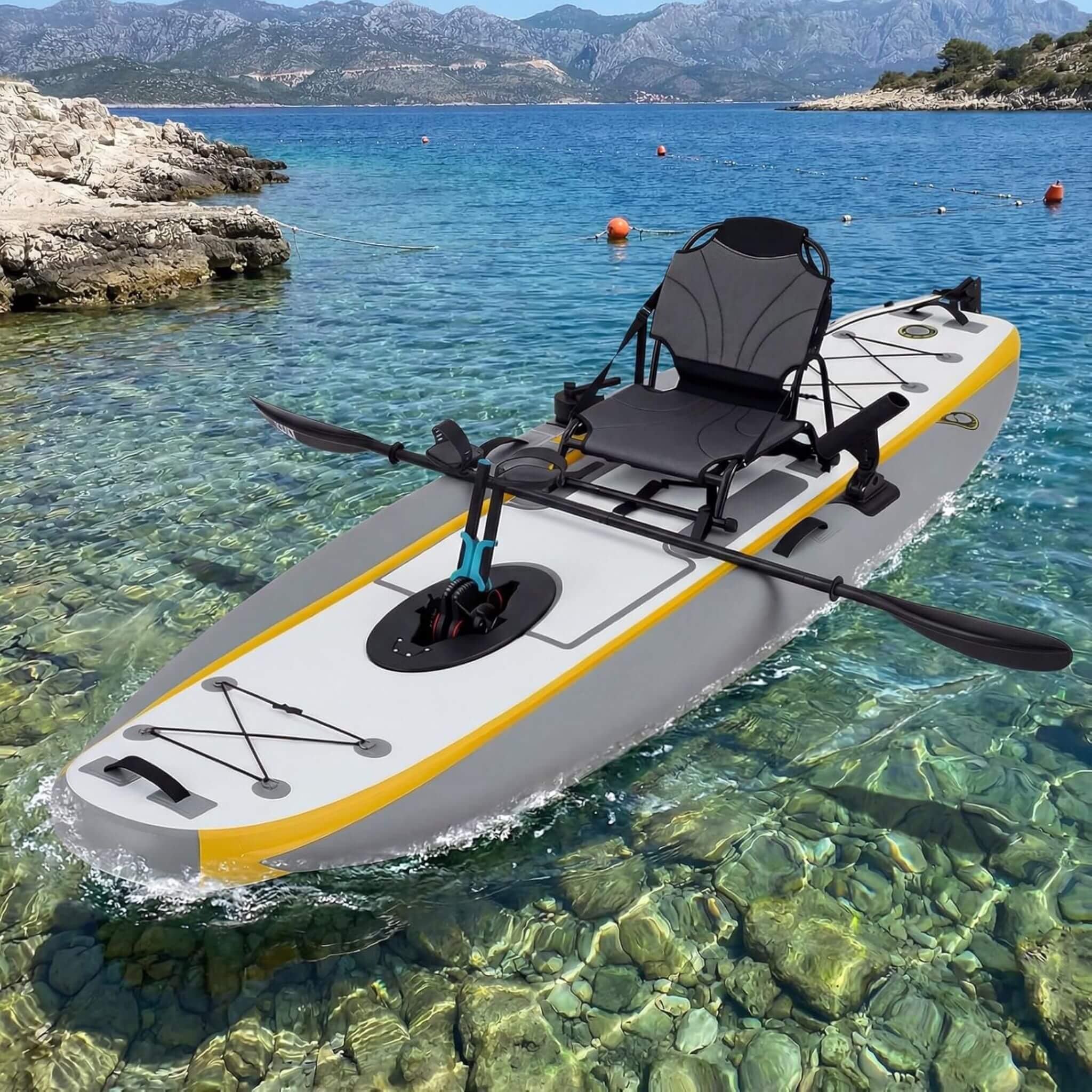 Portable 12FT Lightweight Inflatable PVC Fishing Kayak With Pedal System (SAK64328) - The Vitality Estate