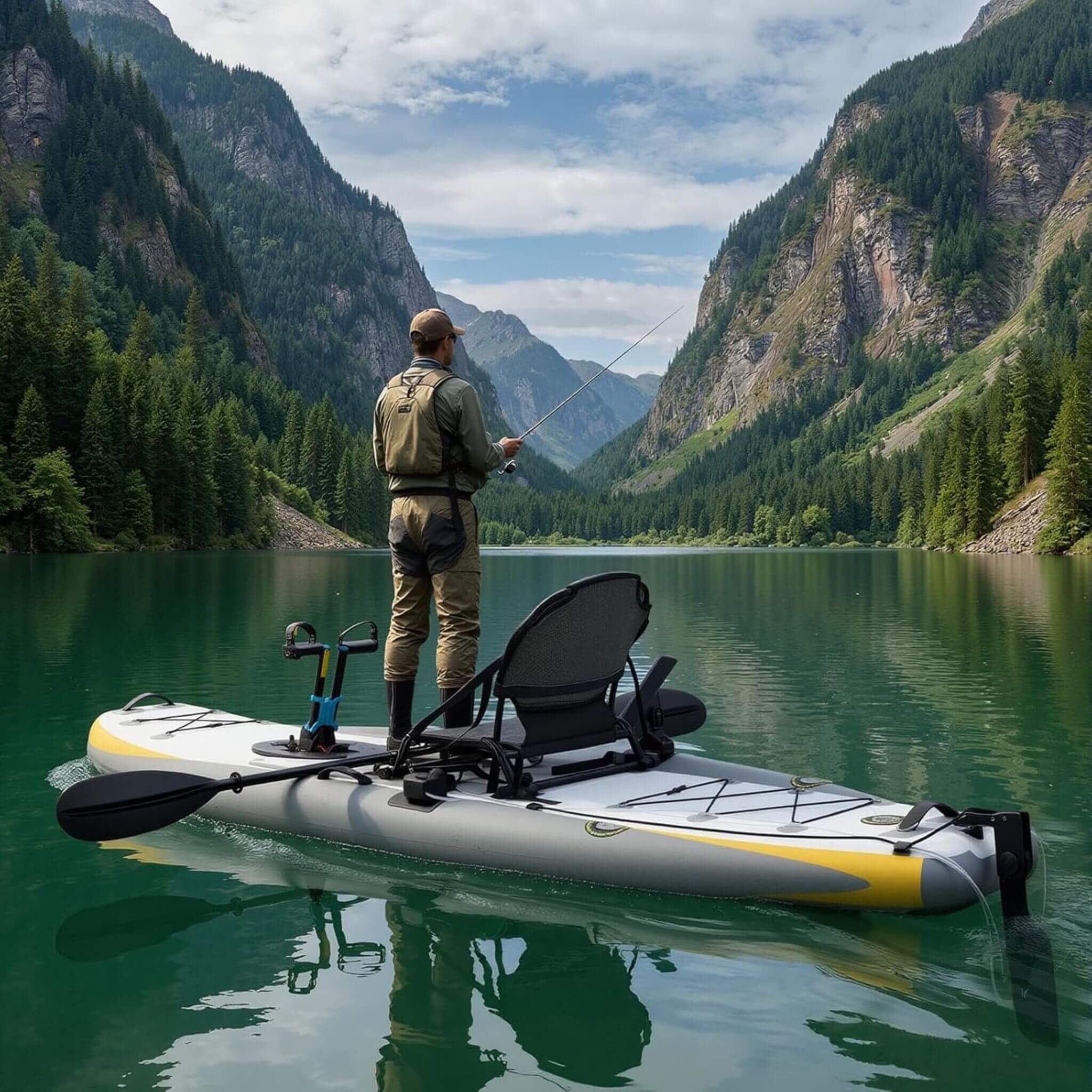 Portable 12FT Lightweight Inflatable PVC Fishing Kayak With Pedal System (SAK64328) - The Vitality Estate