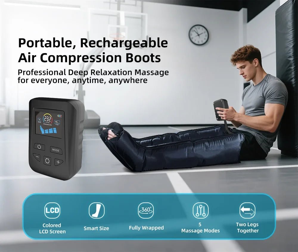 Portable Lymphatic Drainage Air Pressure Compression Boots Relax Presoterapia Leg Massager for Sports Recovery - The Vitality Estate