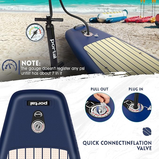 PORTAL SUP Inflatable Paddle Board for Adults 10'6'' Stand Up Paddleboard,Non-Slip Deck Blow up Paddle Boards with Adjustable Paddle, Carry Bag, and Repair Kit - The Vitality Estate