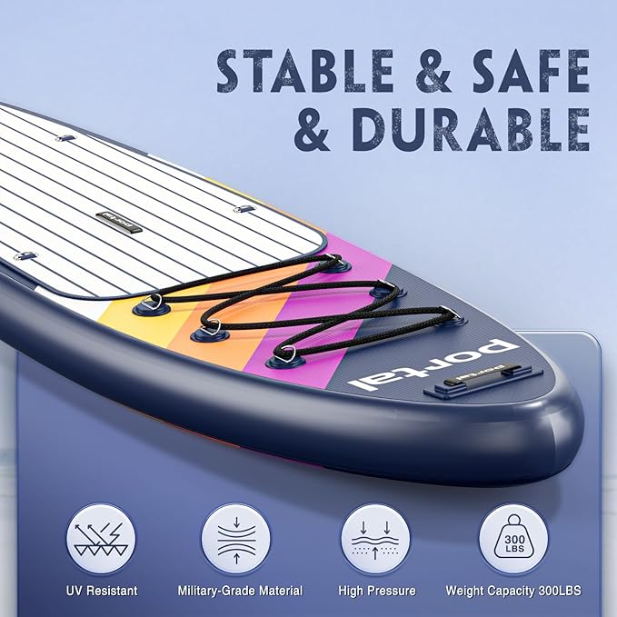PORTAL SUP Inflatable Paddle Board for Adults 10'6'' Stand Up Paddleboard,Non-Slip Deck Blow up Paddle Boards with Adjustable Paddle, Carry Bag, and Repair Kit - The Vitality Estate