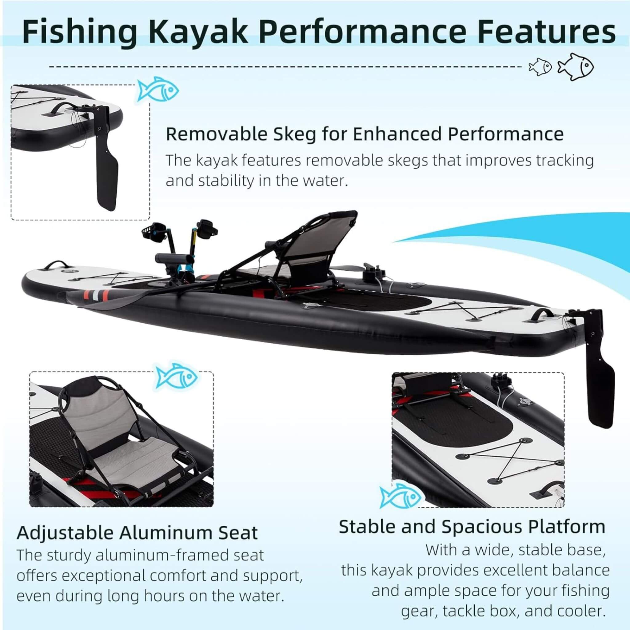 Premium 12FT Lightweight Inflatable Fishing Kayak With Pedal System (SAK15079) - The Vitality Estate