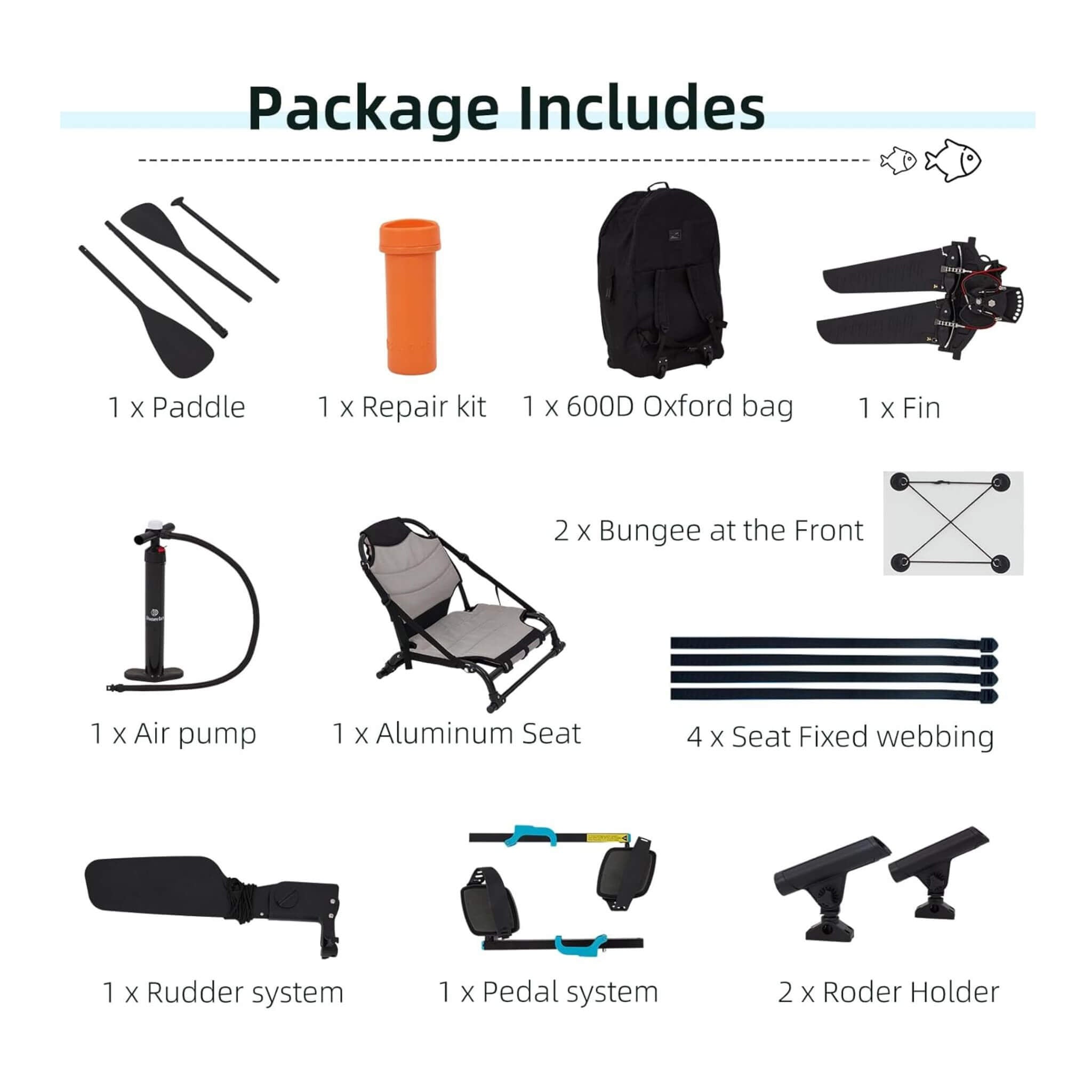 Premium 12FT Lightweight Inflatable Fishing Kayak With Pedal System (SAK15079) - The Vitality Estate