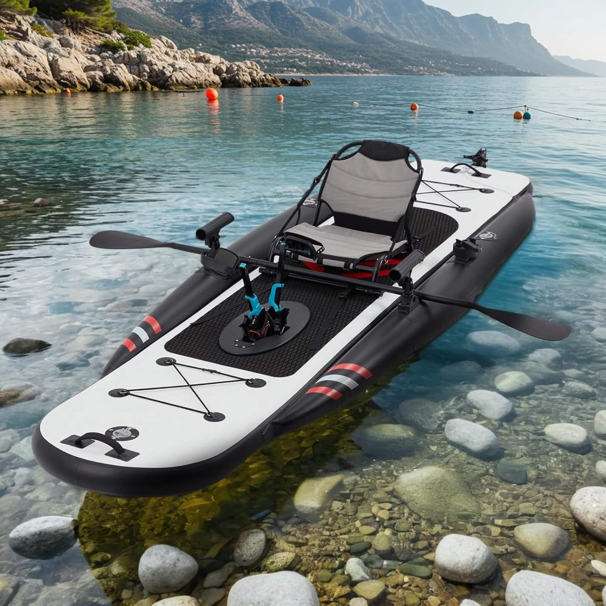 Premium 12FT Lightweight Inflatable Fishing Kayak With Pedal System (SAK15079) - The Vitality Estate
