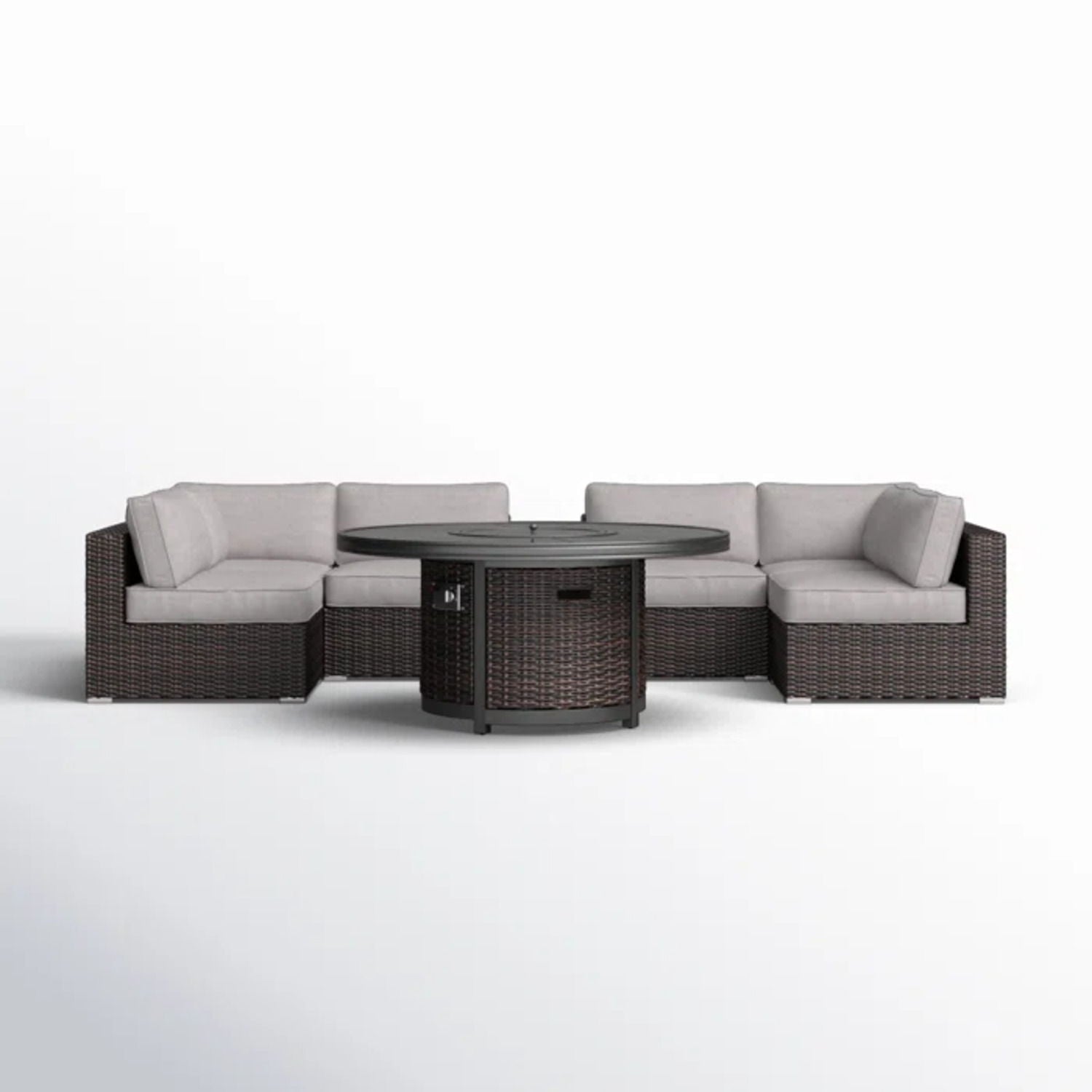 Rattan Patio Set With Comfortable Cushions And Fire Pit - The Vitality Estate
