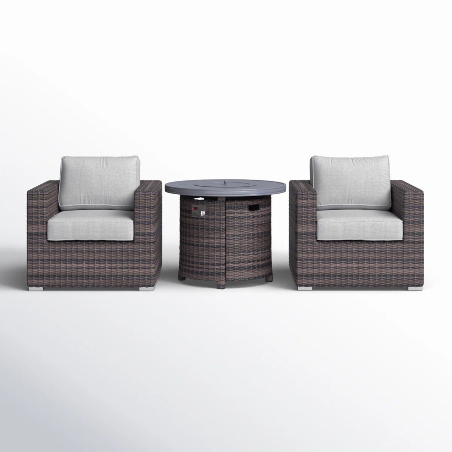 Rattan Patio Set With Comfortable Cushions And Fire Pit - The Vitality Estate