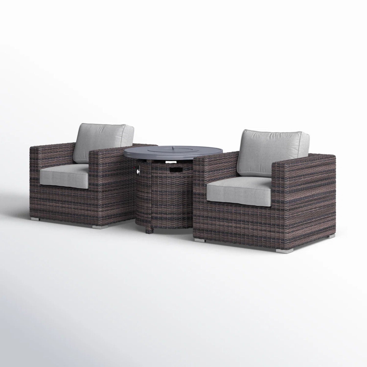 Rattan Patio Set With Comfortable Cushions And Fire Pit - The Vitality Estate