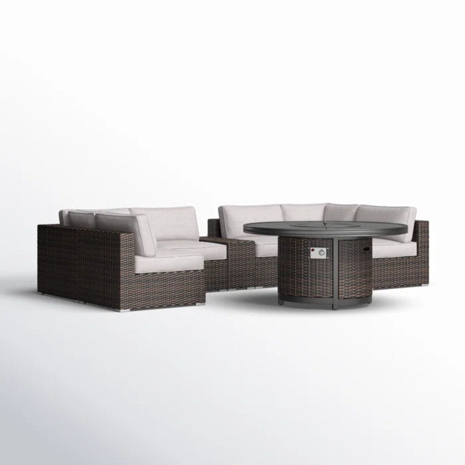 Rattan Patio Set With Comfortable Cushions And Fire Pit - The Vitality Estate