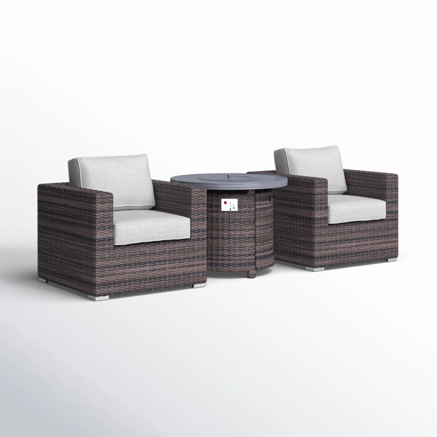 Rattan Patio Set With Comfortable Cushions And Fire Pit - The Vitality Estate