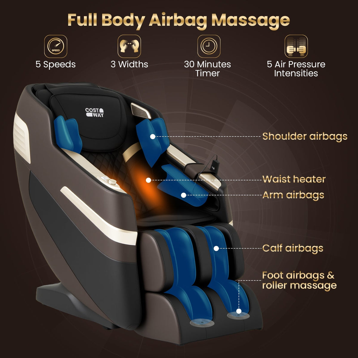 Relaxation 44 - Fully Body Massage Chair with Airbags and Waist Heater - The Vitality Estate