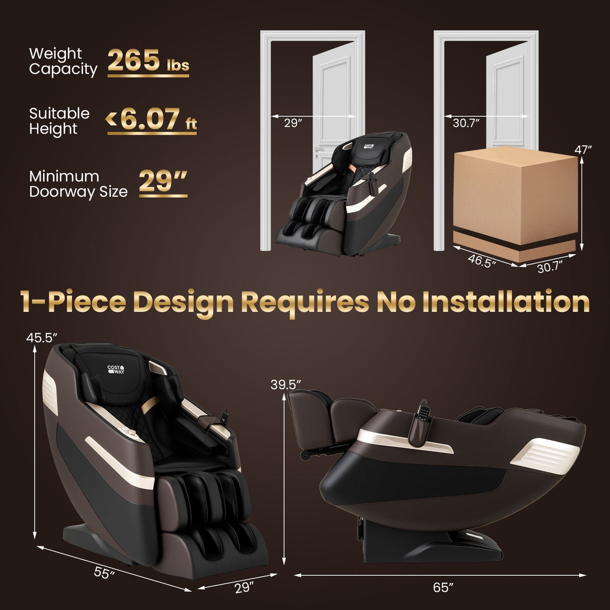 Relaxation 44 - Fully Body Massage Chair with Airbags and Waist Heater - The Vitality Estate