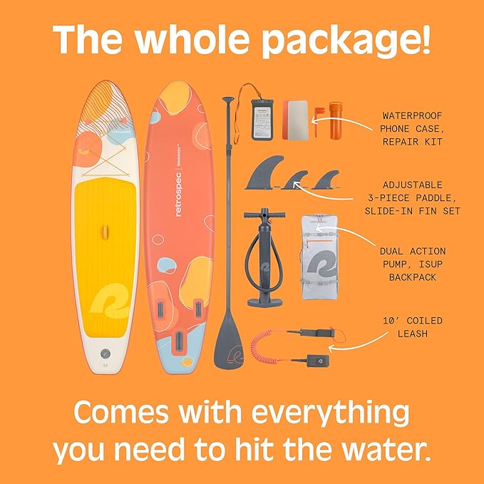 Retrospec Weekender Inflatable Stand Up Paddle Board Includes Paddle, Pump, and Accessories 10’6” Lightweight iSUP, Puncture Resistant Inflatable Paddle Board for Adults - The Vitality Estate