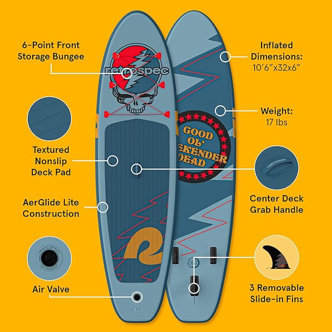 Retrospec Weekender Inflatable Stand Up Paddle Board Includes Paddle, Pump, and Accessories 10’6” Lightweight iSUP, Puncture Resistant Inflatable Paddle Board for Adults - The Vitality Estate