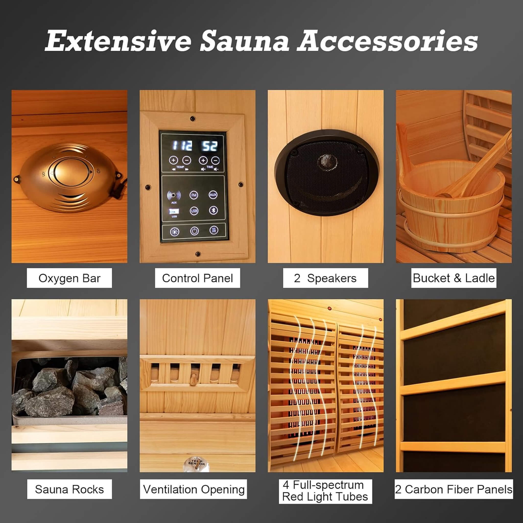 Rövia Luma 2-Person Indoor Hybrid Sauna Room With Infrared And 3.5KW Steam Heater (SAK83750) - The Vitality Estate