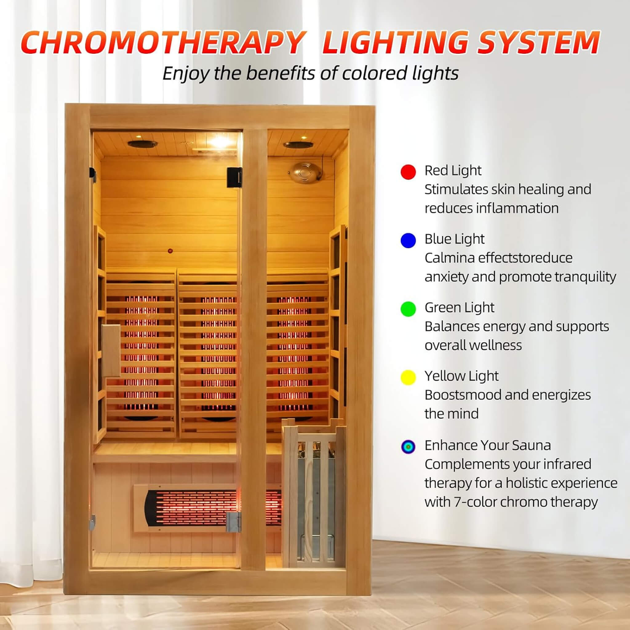 Rövia Luma 2-Person Indoor Hybrid Sauna Room With Infrared And 3.5KW Steam Heater (SAK83750) - The Vitality Estate