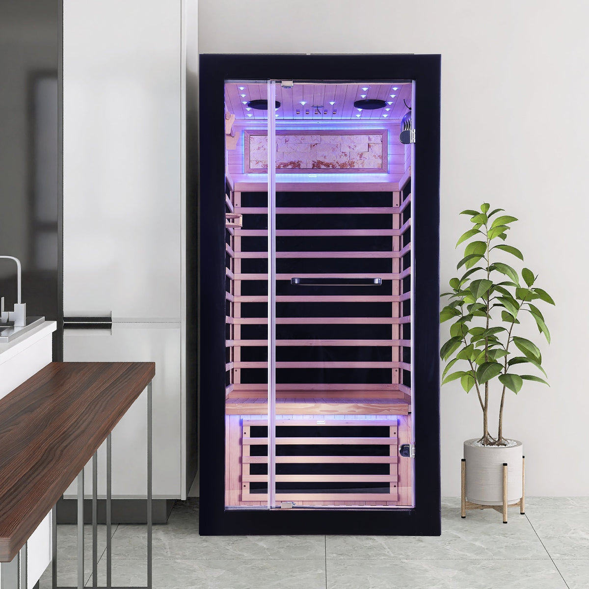 Single-person starlight ceiling lighting sauna - The Vitality Estate
