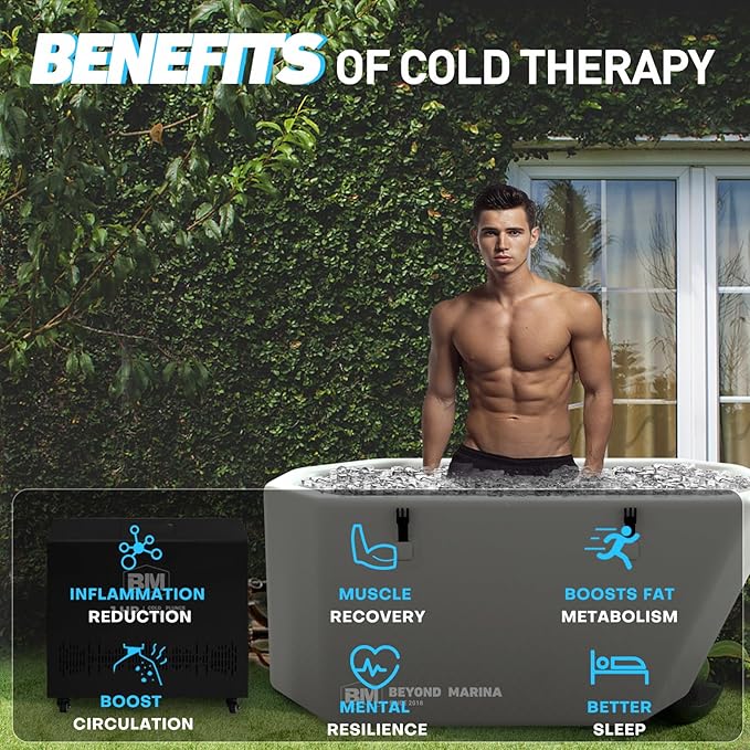 Slanted-Edge Cold Plunge Tub with 1 HP Chiller, Inflatable Ice Bath Tub with Hot & Cold Modes, Ozone, Smart WiFi, Dual Filters, Fast Cooling, 120 Gal, 61" L x 31.5" W x 24.8" H - The Vitality Estate