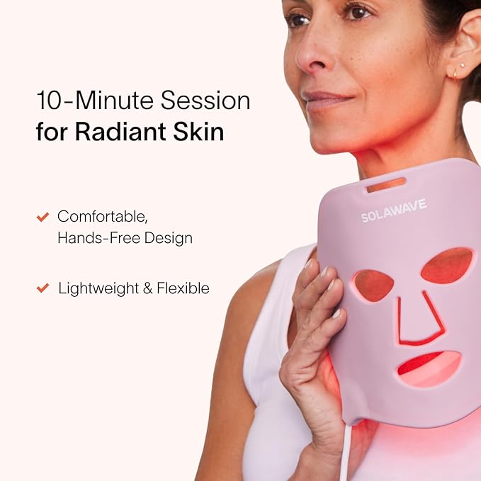 Solawave Red Light Therapy Mask for Face | Red & Near-Infrared Led Light Device | Reduces Appearance of Fine Lines & Wrinkles | Improves Firmness, Elasticity, & Texture | 10-Min Anti-Aging Treatment - The Vitality Estate