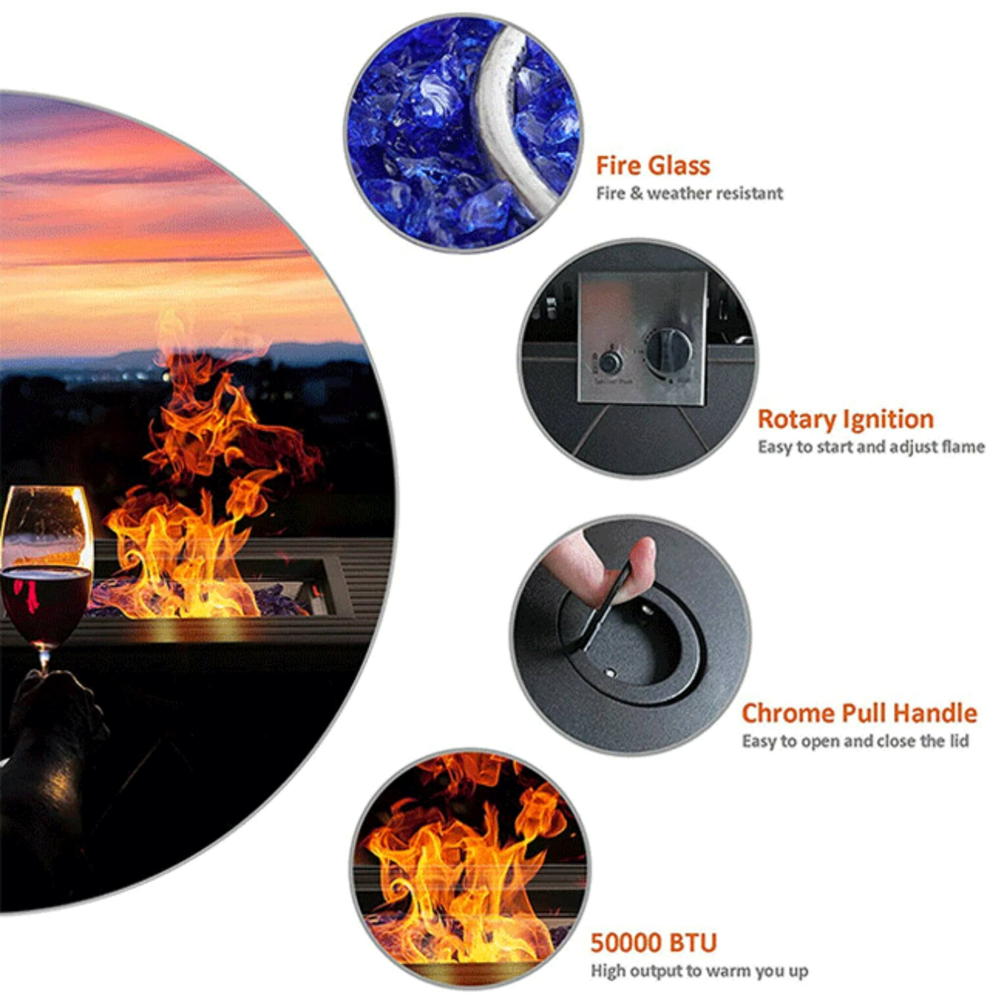 Sophia & William Outdoor Gas Fire Pit Table Set W/ Cushioned Swivel Dining Chairs, 5PCS (SAK63872) - The Vitality Estate