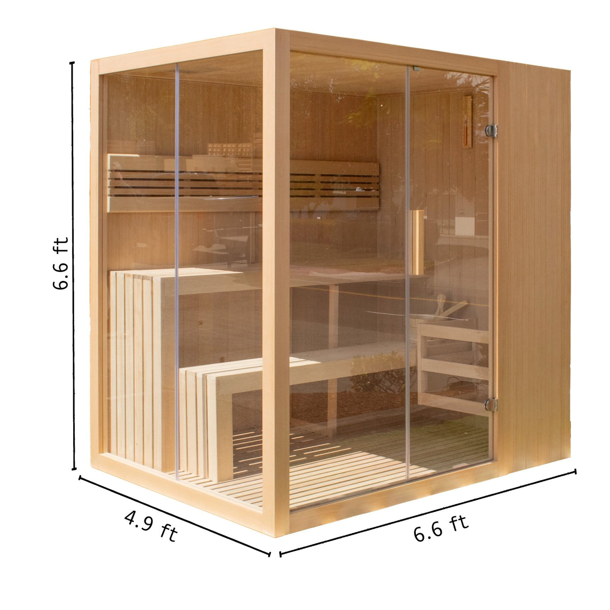STHE4INNY Canadian Hemlock 4-6 Person Indoor Wet Dry Sauna with 4.5 Kw UL Heater - The Vitality Estate