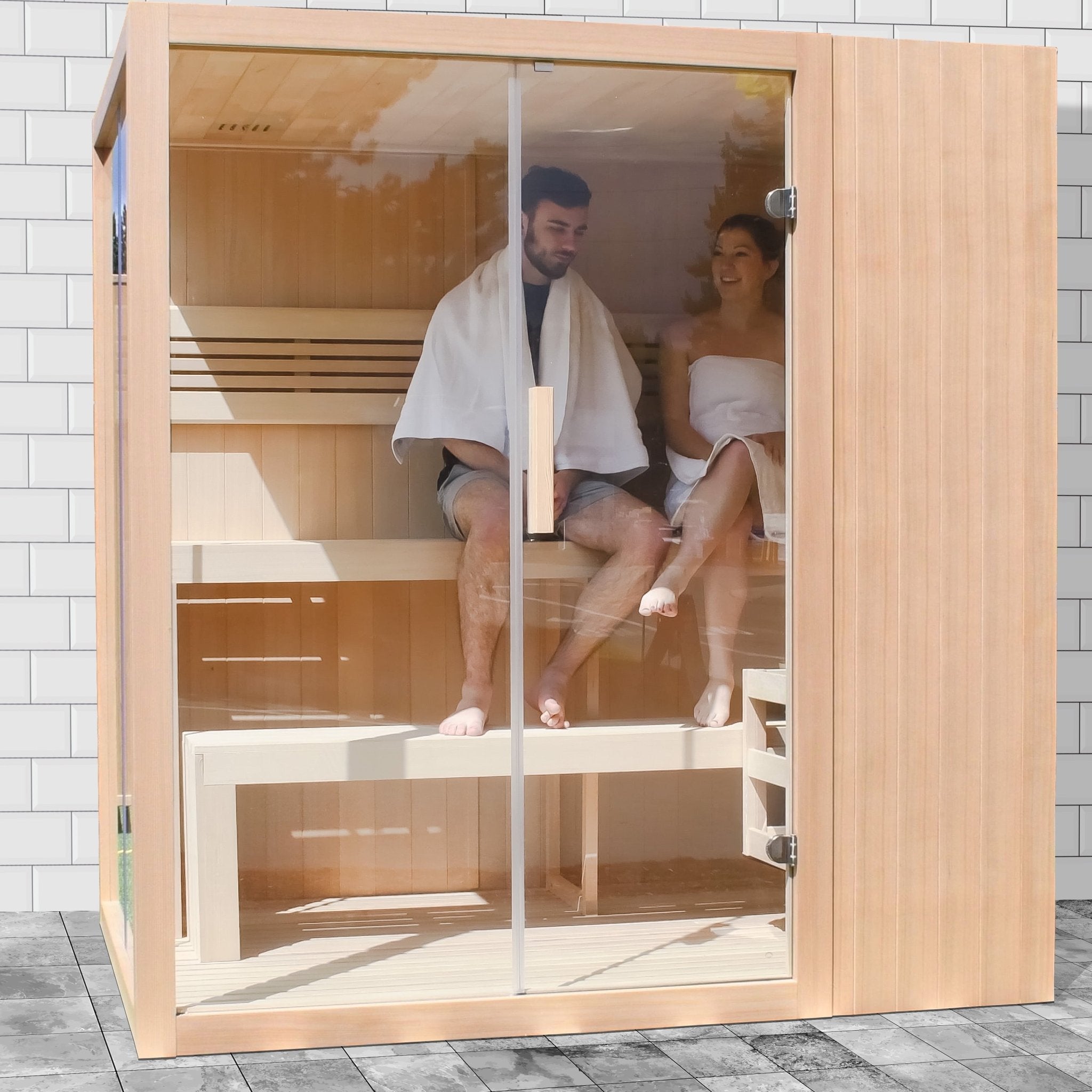 STHE4INNY Canadian Hemlock 4-6 Person Indoor Wet Dry Sauna with 4.5 Kw UL Heater - The Vitality Estate