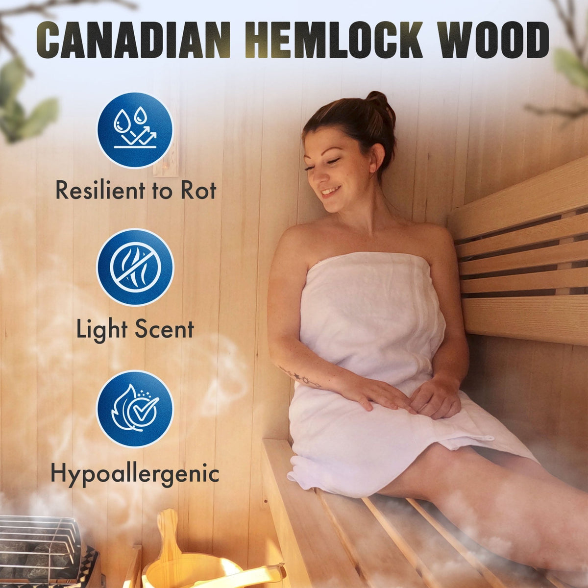 STHE4INNY Canadian Hemlock 4-6 Person Indoor Wet Dry Sauna with 4.5 Kw UL Heater - The Vitality Estate