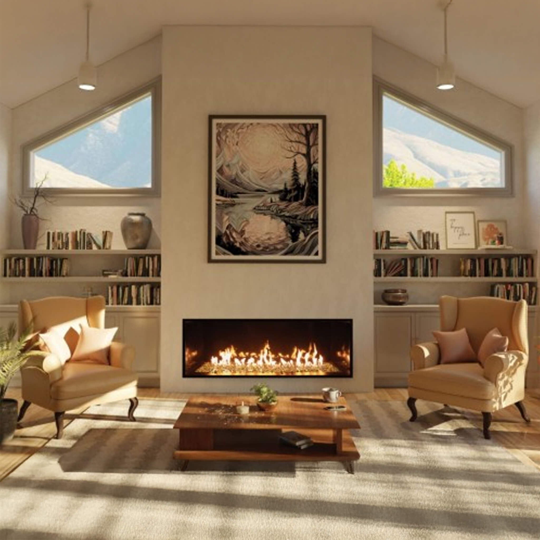 Summit 72-Inch Linear Fireplace With Bedrock [SML-72BR] (SAK92081) - The Vitality Estate