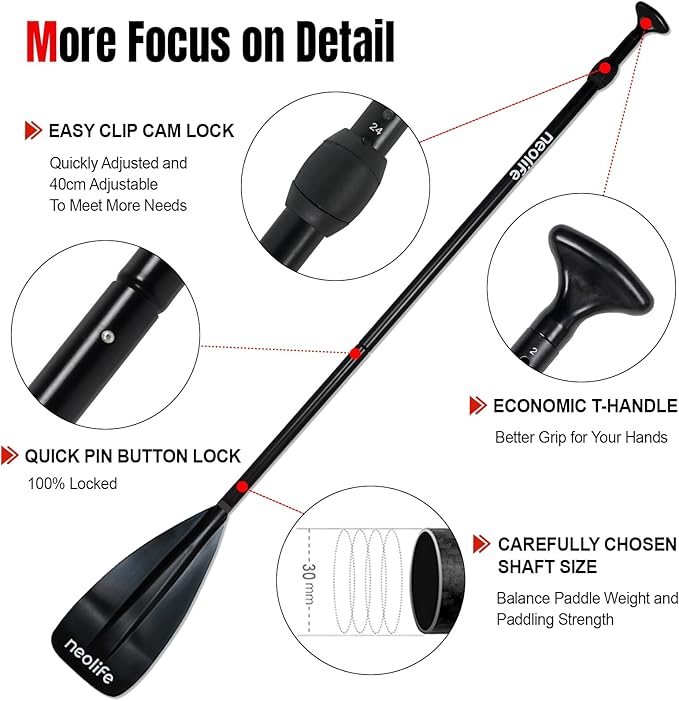SUP Paddleboard Paddle with Aluminum Shaft and Nylon Blade, Lightweight Stand Up Paddle Board Oars, Adjustable170-210 cm/68-84 inch - The Vitality Estate