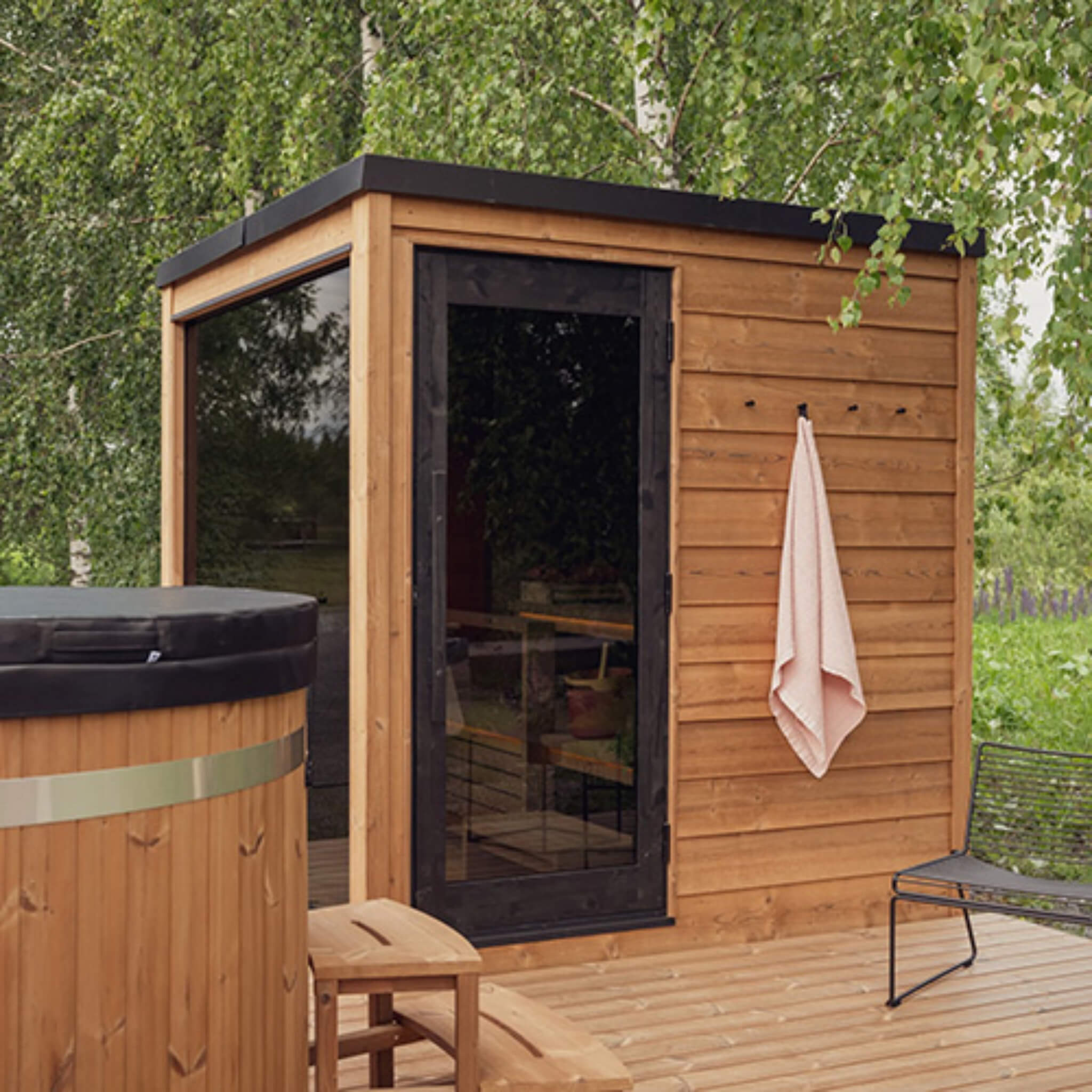 ThermaSol Nordic Dawn 4-Person Fully-Assembled Outdoor Sauna Cabin [Made-To-Order] [14-KIR-4555] (SAK82057) - The Vitality Estate