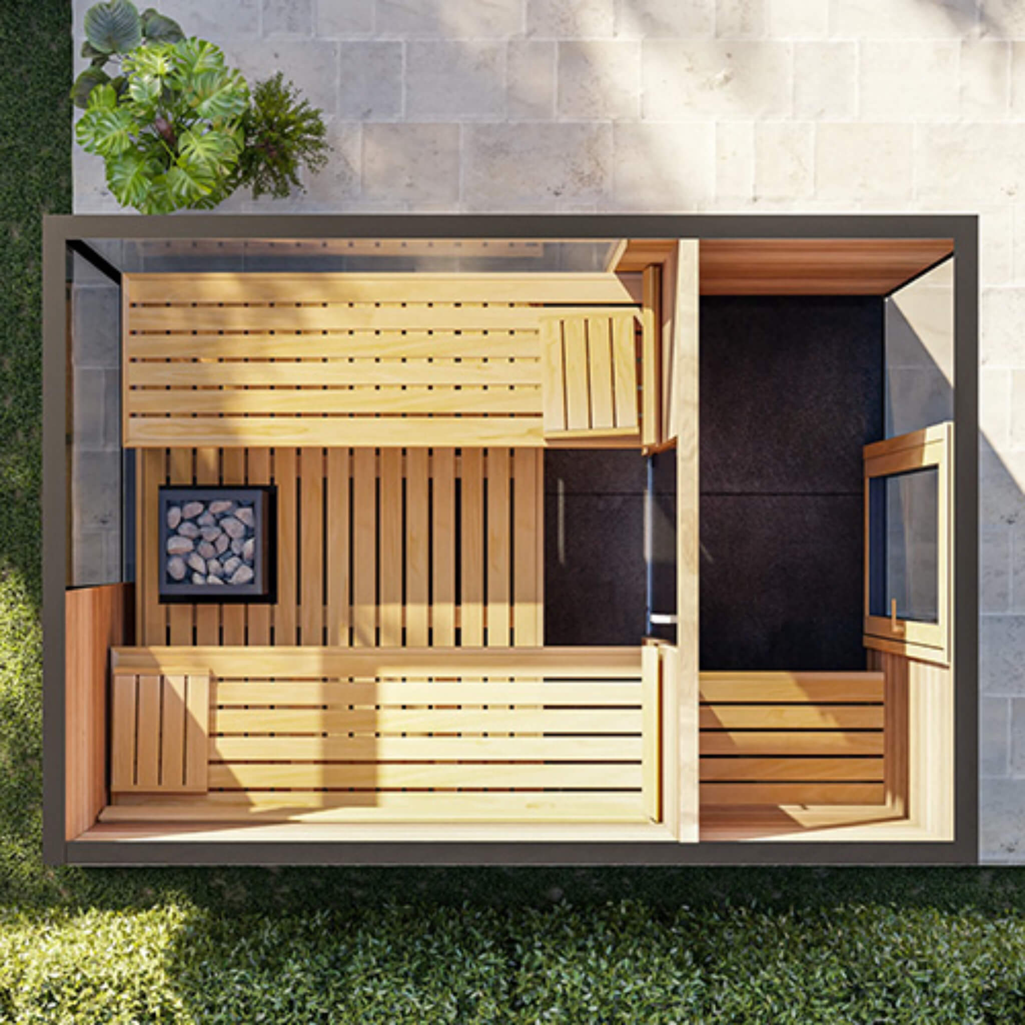 ThermaSol Ombra Fully-Assembled 5-Person Outdoor Sauna Cabin [Made-To-Order] [14-OMBRA] (SAK63017) - The Vitality Estate