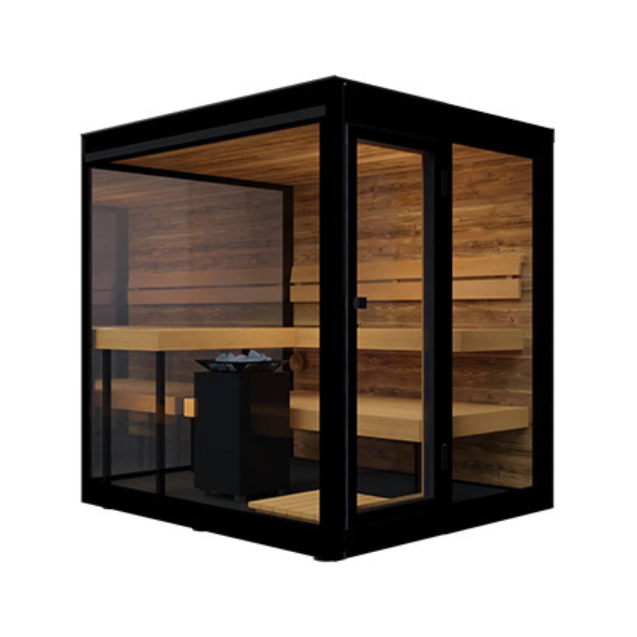 ThermaSol Vue 4-Person Outdoor Mirrored Glass Sauna [Made-To-Order] [14-VUEDL/R] (SAK84963) - The Vitality Estate