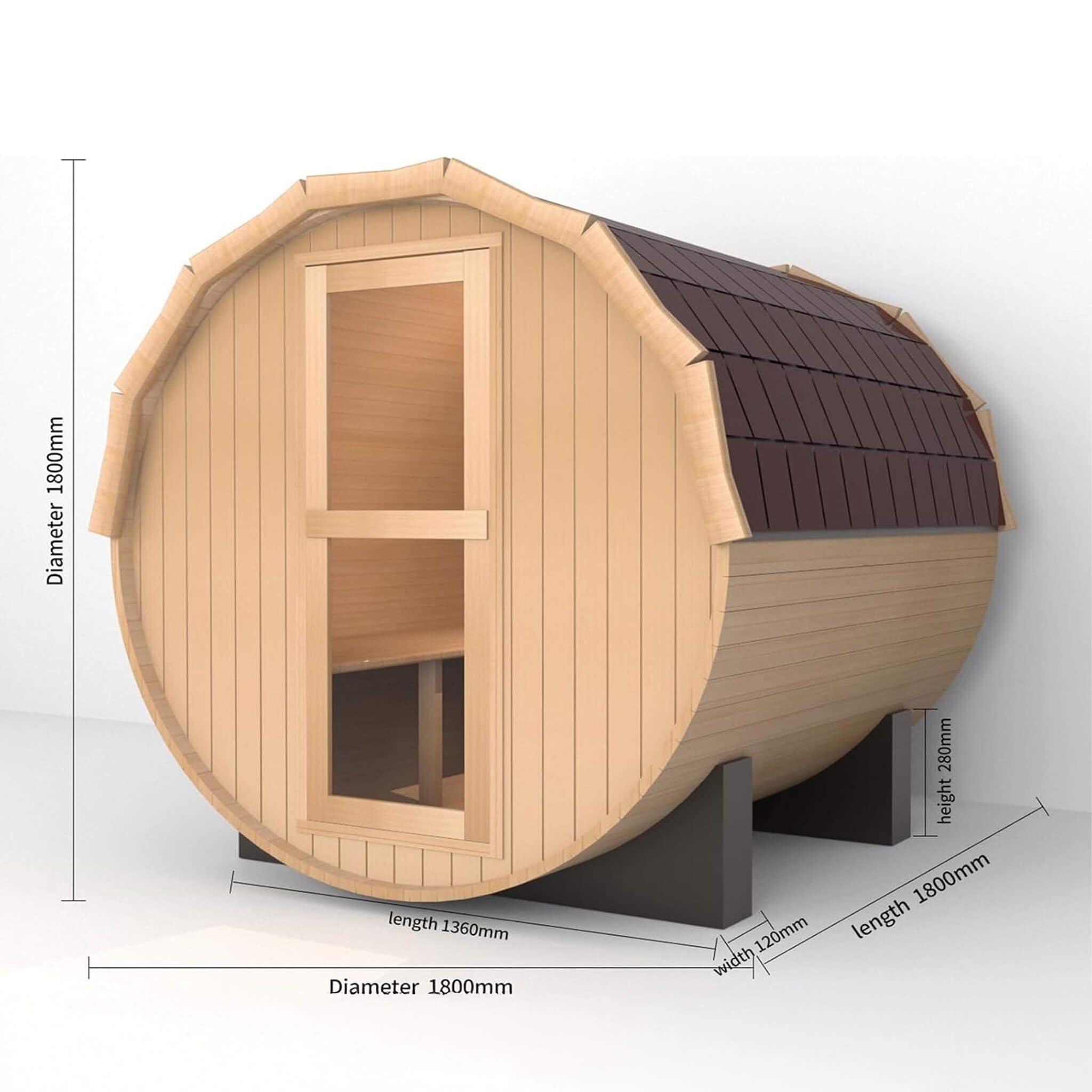 Thermora Haven Premium All-Weather Outdoor Pinewood Barrel Sauna Kit With 4.5KW Heater And Tempered Glass Window (SAK91462) - The Vitality Estate