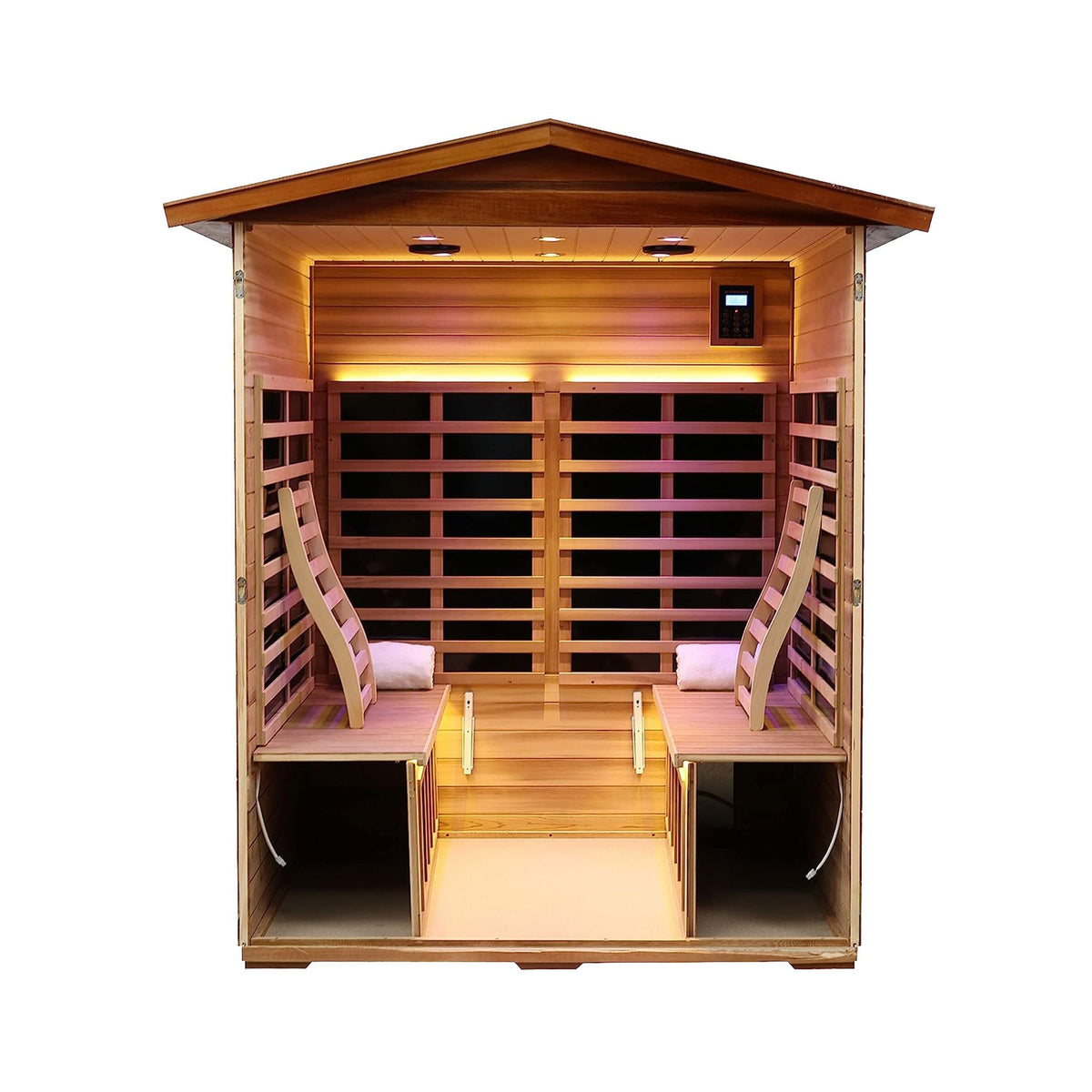 Thermora Kairo 4-Person Outdoor Infrared Hemlock Sauna With Tempered Glass Door (SAK82140) - The Vitality Estate