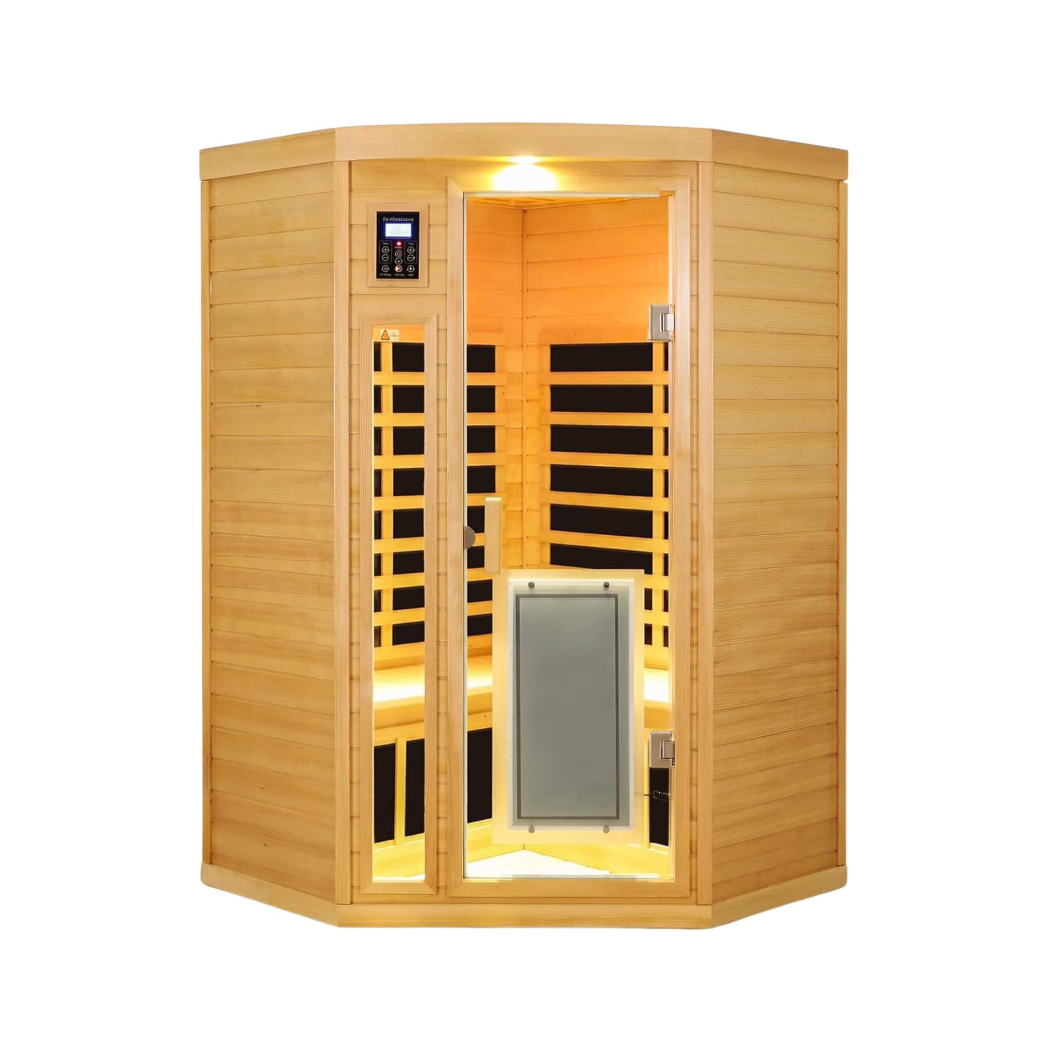 Thermora Laurent Premium 2-Person 1600W Corner Space Infrared Wooden Sauna Room With Bluetooth Speakers (SAK81524) - The Vitality Estate