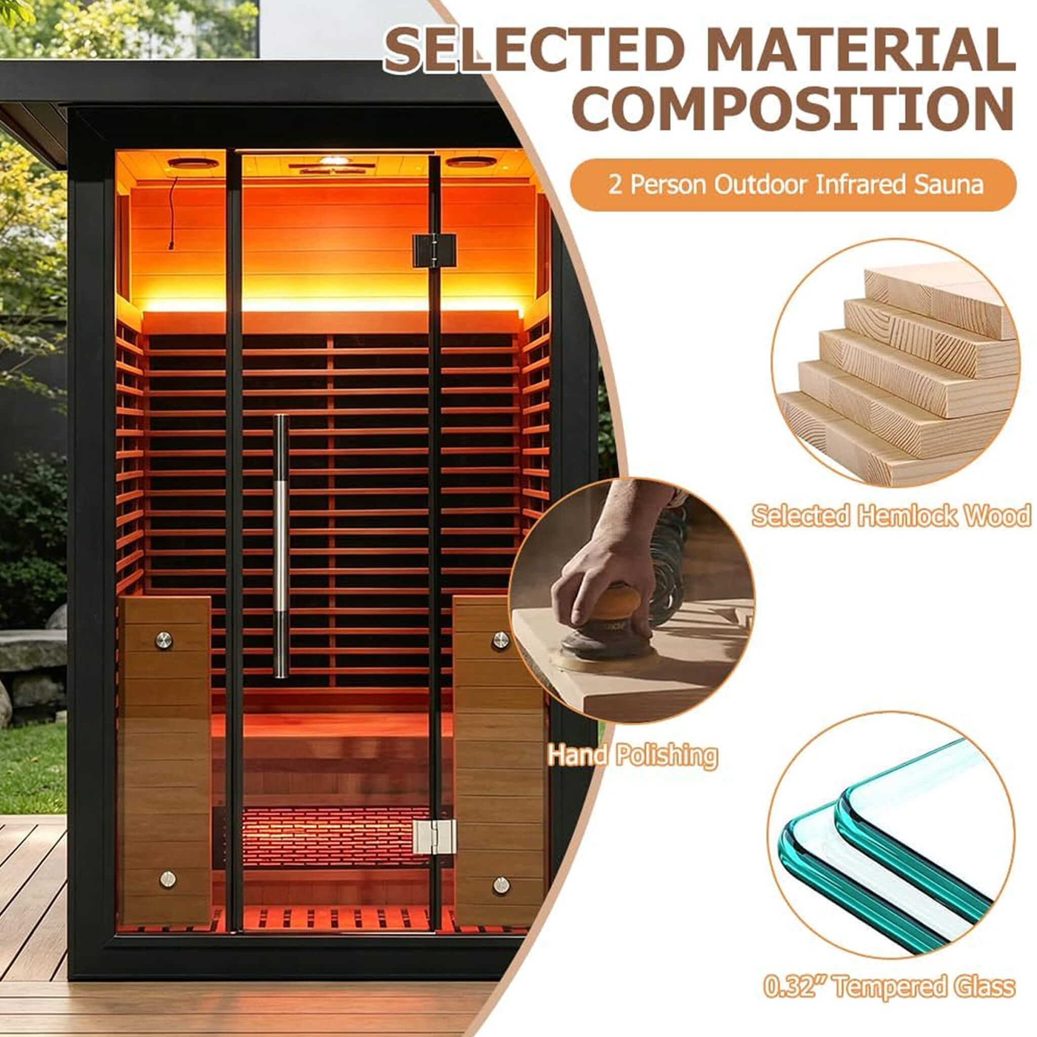 Thermora Lugano 2-Person Outdoor Full-Spectrum Infrared Sauna With Aluminum Alloy Exterior & WiFi (SAK14973) - The Vitality Estate