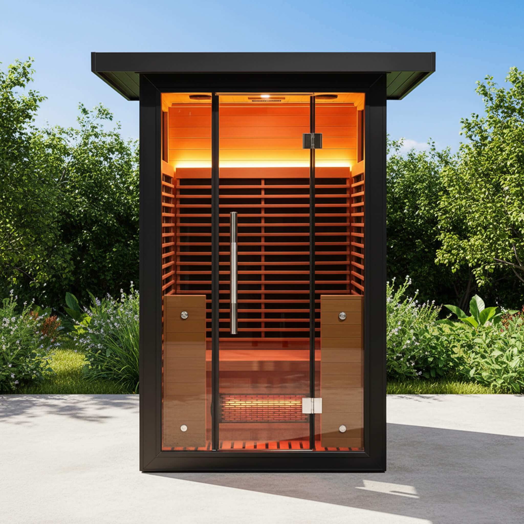 Thermora Lugano 2-Person Outdoor Full-Spectrum Infrared Sauna With Aluminum Alloy Exterior & WiFi (SAK14973) - The Vitality Estate
