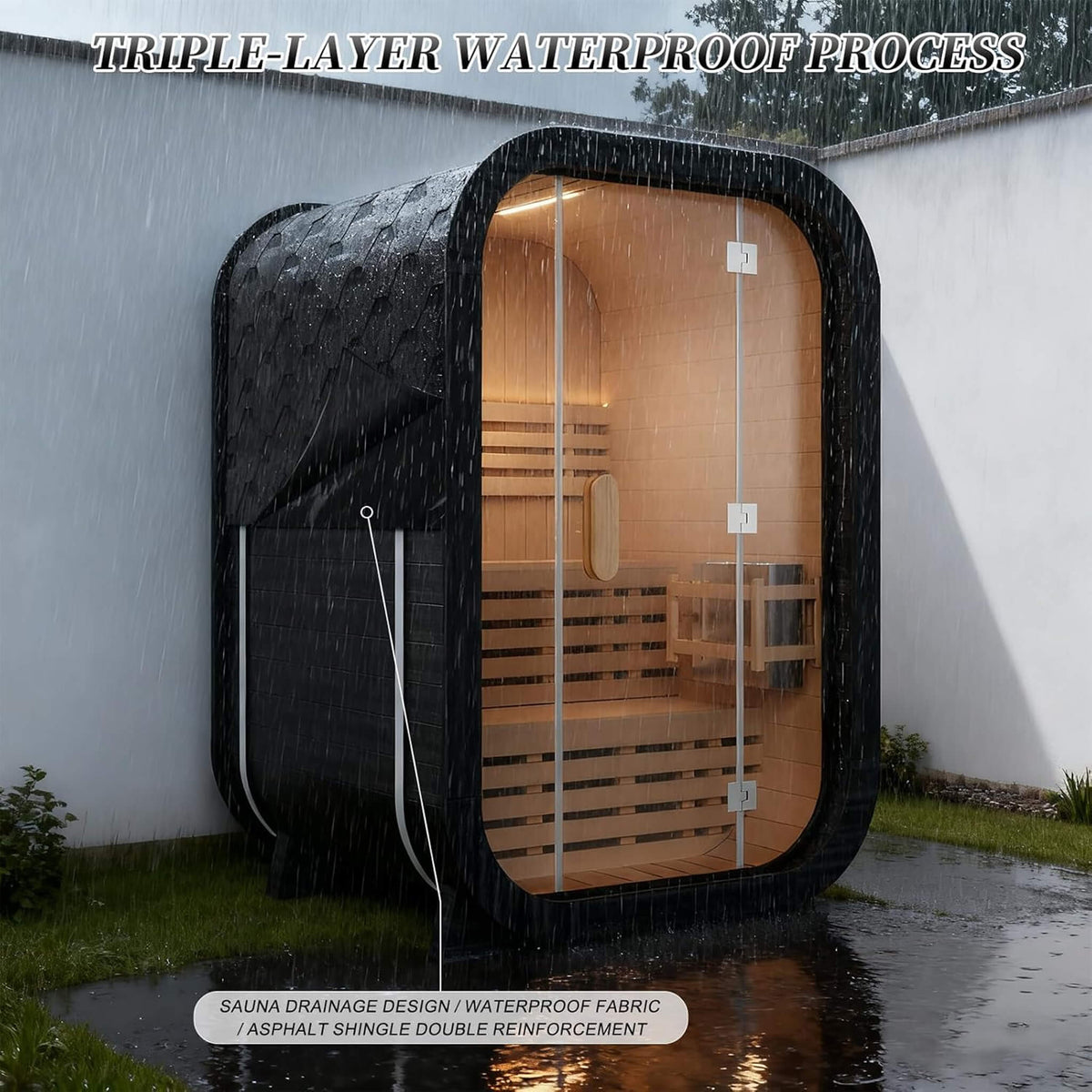 Thermora Lund Luxury 2-Person Outdoor Spruce Wood Cube Sauna Kit With 4.5KW Electric Stove (SAK74290) - The Vitality Estate