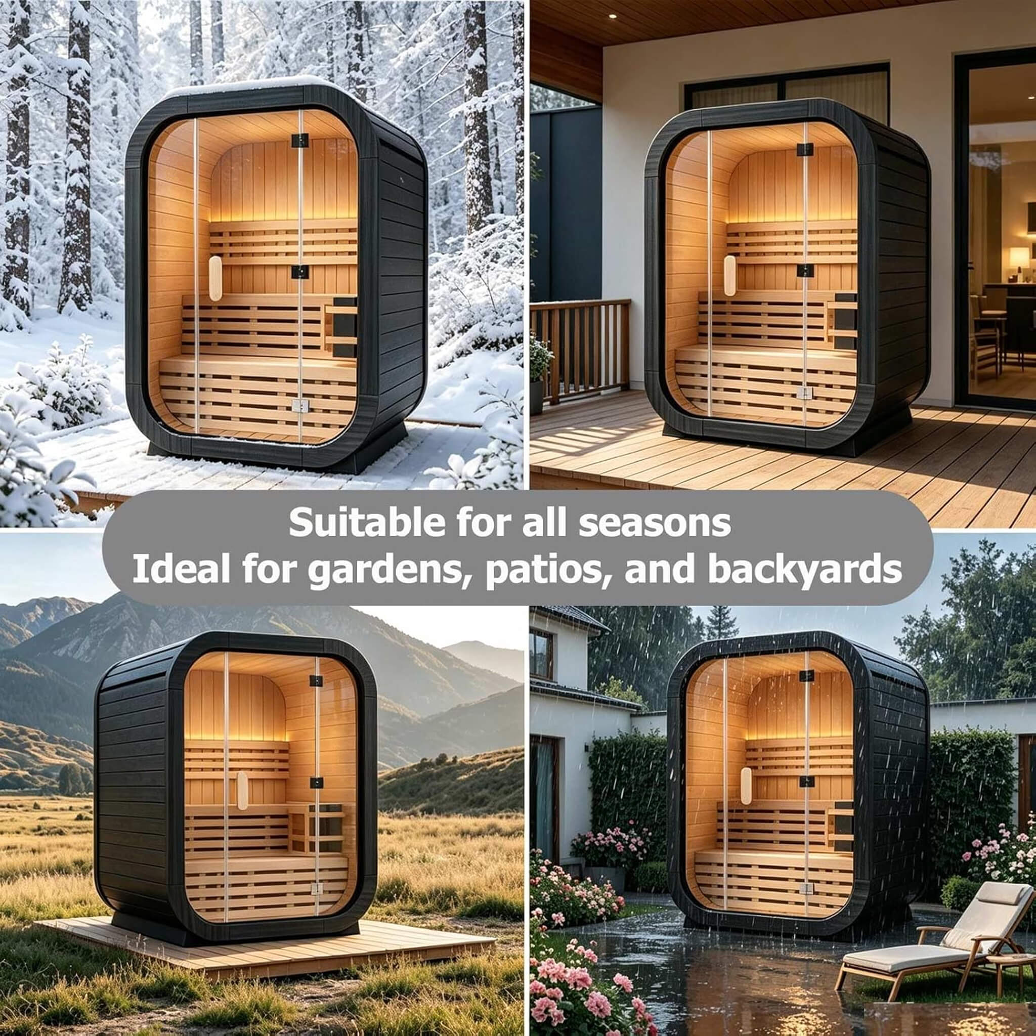 Thermora Lund Luxury 2-Person Outdoor Spruce Wood Cube Sauna Kit With 4.5KW Electric Stove (SAK74290) - The Vitality Estate