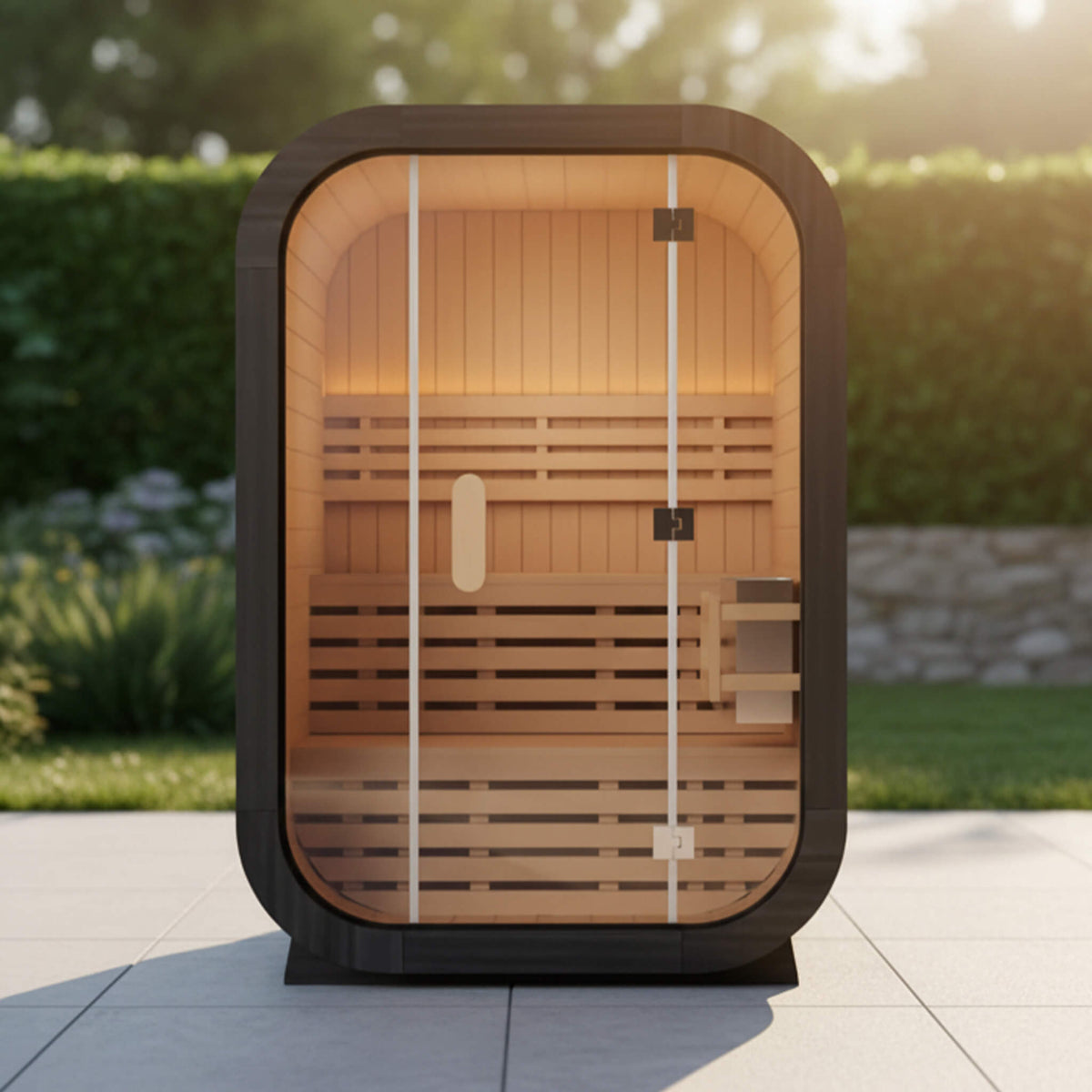 Thermora Lund Luxury 2-Person Outdoor Spruce Wood Cube Sauna Kit With 4.5KW Electric Stove (SAK74290) - The Vitality Estate