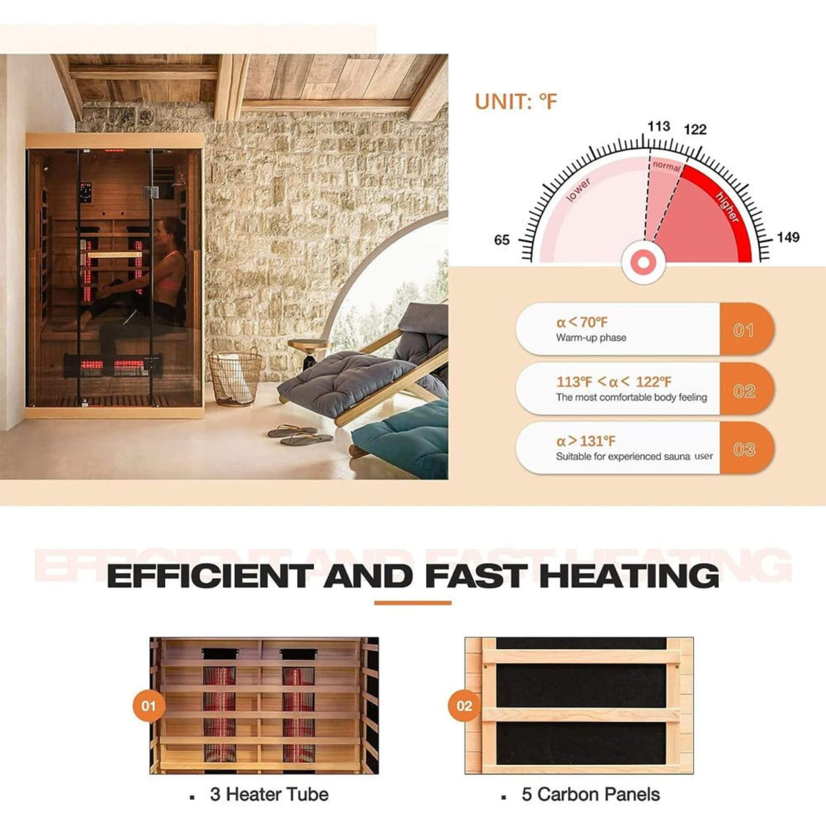 Thermora Valen Luxury 2-Person Low EMF FAR Infrared Heat Wood Home Personal Spa Sauna W/ Panoramic Tempered Glass, 2000W (SAK27481) - The Vitality Estate