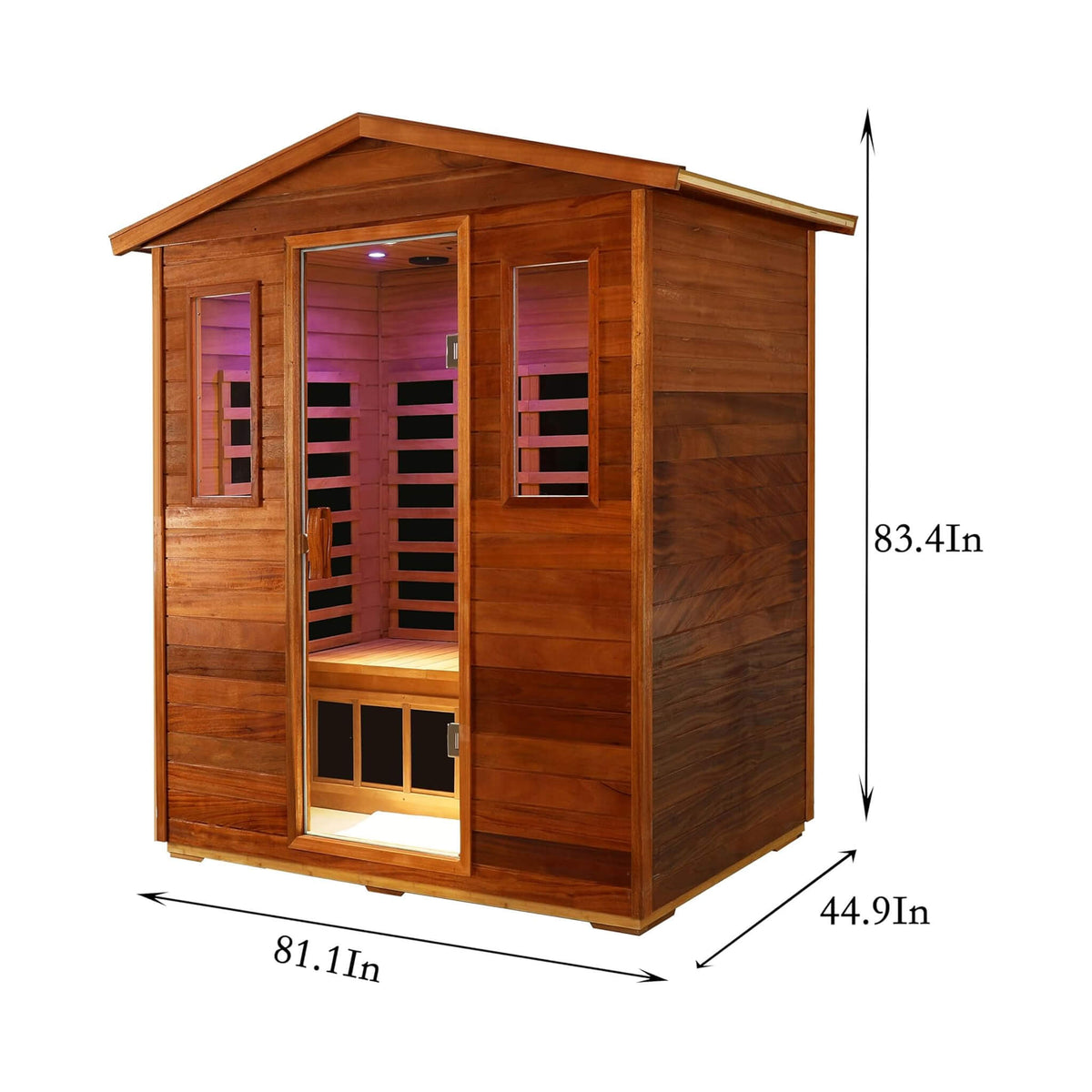 Thermora Vanta Luxury 3-Person Outdoor Mahogany Full Spectrum Ultra-Low EMF FAR Infrared Sauna With Chromotherapy And Bluetooth Speakers (SAK83460) - The Vitality Estate