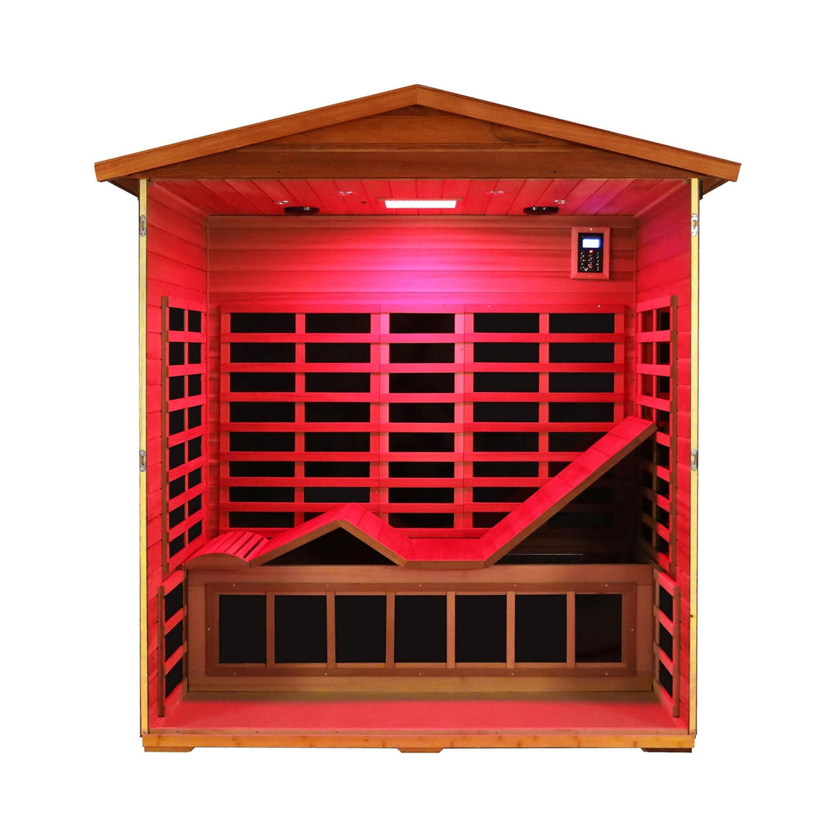 Thermora Vanta Luxury 3-Person Outdoor Mahogany Full Spectrum Ultra-Low EMF FAR Infrared Sauna With Chromotherapy And Bluetooth Speakers (SAK83460) - The Vitality Estate